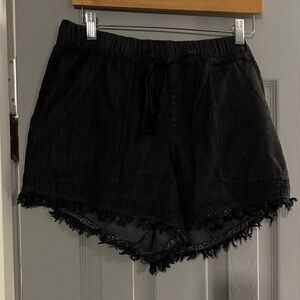 Black Frayed Hem Women's Shorts